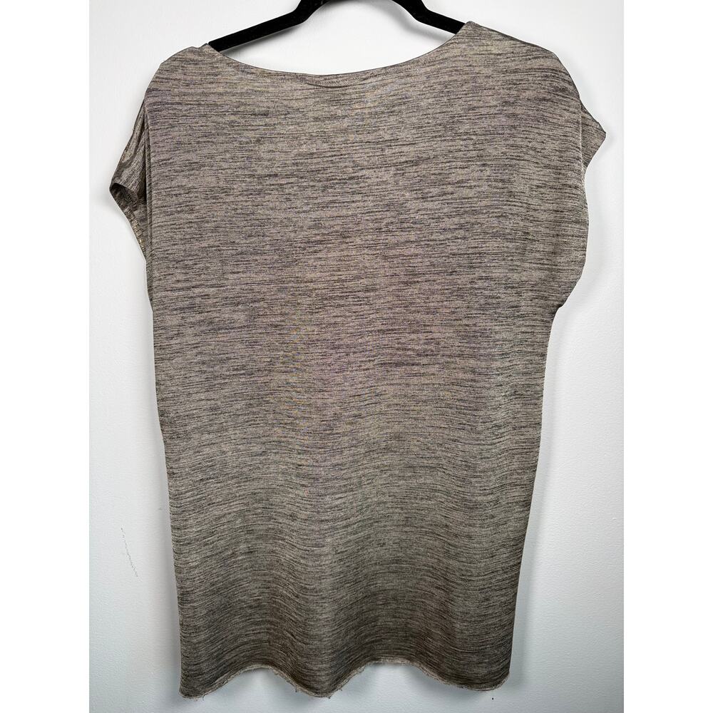 Metallic Gold Knit Top Quiet Luxury Minimalist Shimmer Blouse Medium - Picture 5 of 5